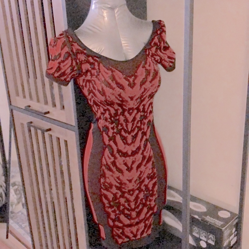 New BEBE Bodycon Red Animal Print Dress